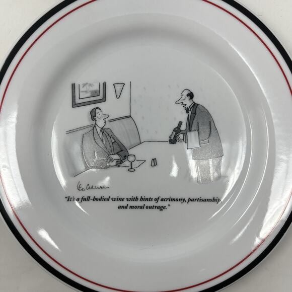 The New Yorker Cheese Plates Restoration Hardware Set of 6 Cartoon Salad Wine - Picture 11 of 16